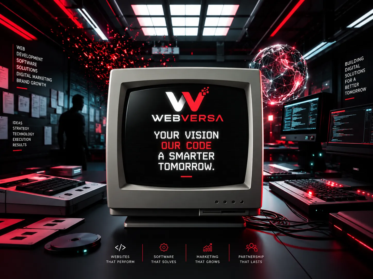 Webversa team working in a modern computer lab