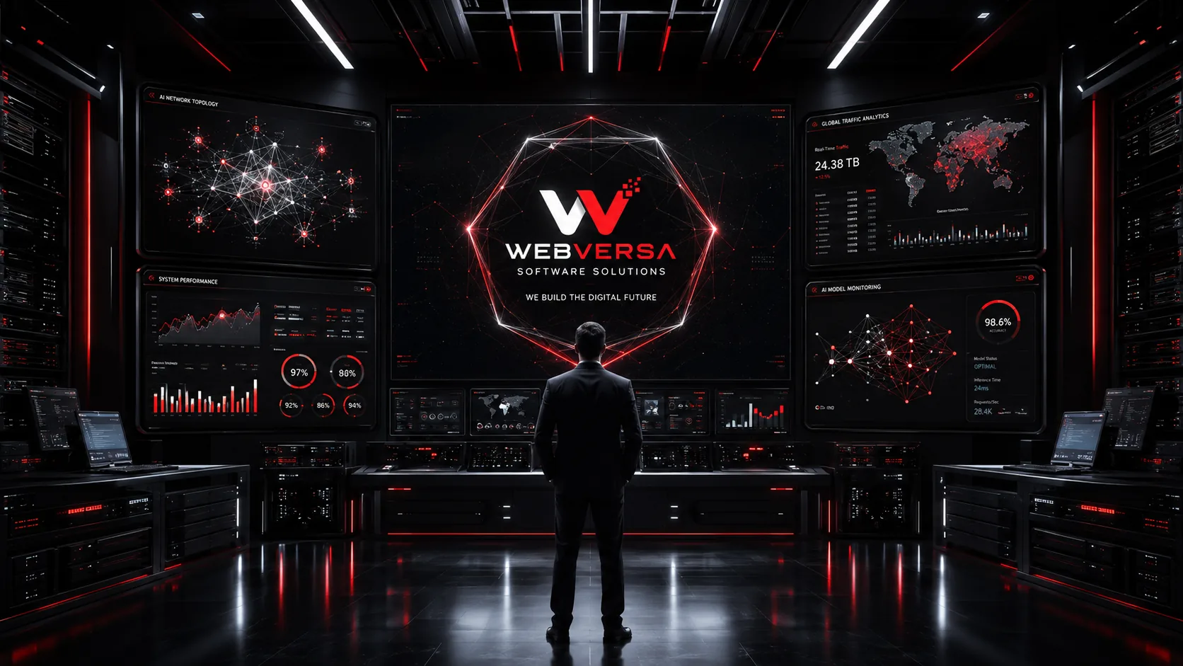 Webversa team working in a modern computer lab