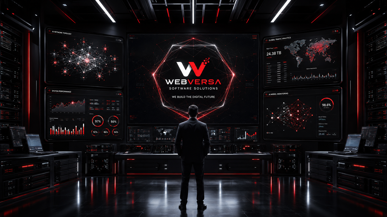 Webversa team working in a modern computer lab