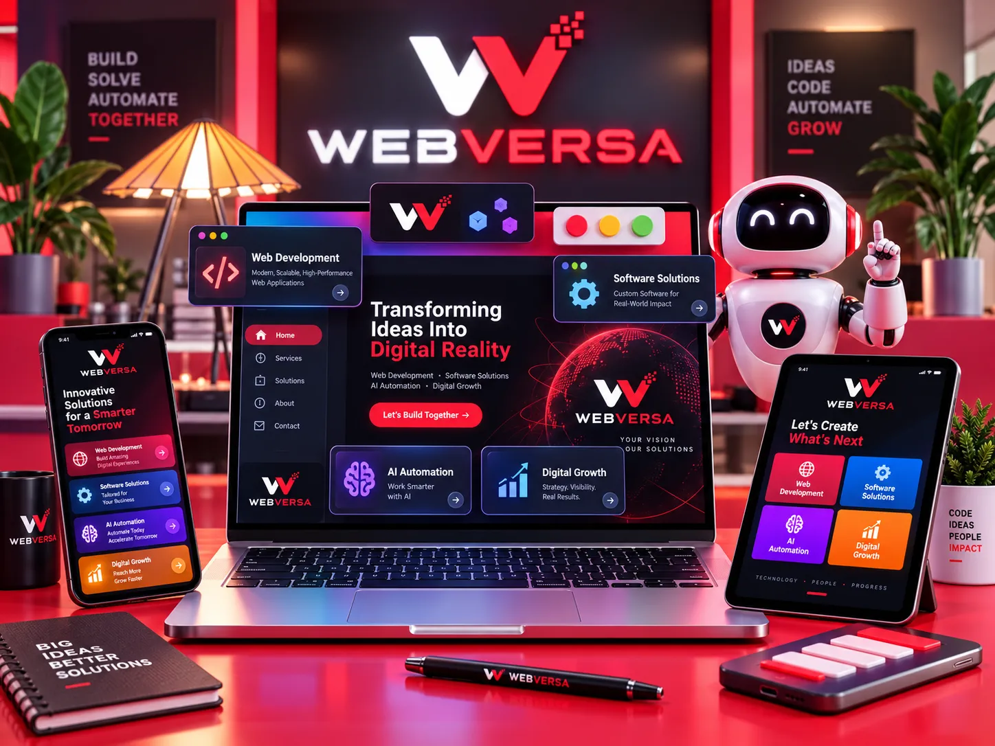 Webversa team working in a modern computer lab